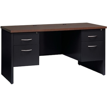 Lorell DESK, 24inX60in DBL PED, BK/WL LLR79159